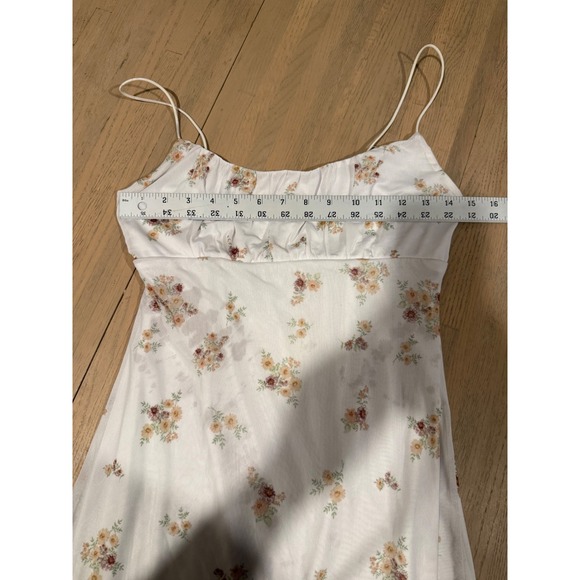 No Comment NY LA Floral Mesh Mini Dress White Sleeveless Spaghetti Strap Large - Picture 3 of 4